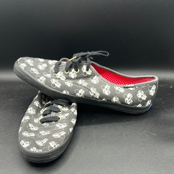 Black and White Keds Minnie Mouse Print Low Sneaker size 10 - Picture 1 of 6